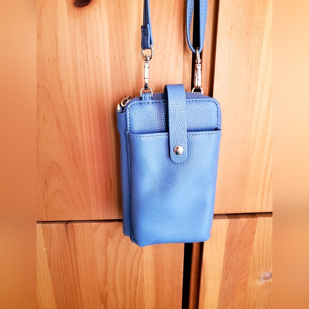 Espe French Blue Vegan Leather Smartphone Wallet With Strap